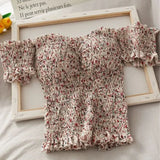 Ruffles Slash Neck Cropped