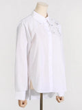 Fongt Light Luxury 2025 Spring New Fashion Loose Temperament Three-Dimensional Flower Decoration Shirt Top