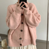 Fongt Version Of Pineapple Heavy 2024 Autumn And Winter Languid Loose Single Buckle Sweater Open Shirt Coat
