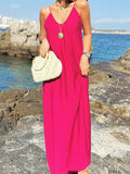 Fongt Women's Solid Color Slings Loose Holiday Dress Bare Sleeveless Women 8158