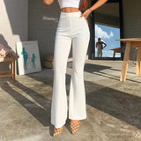 White Knitting Sexy Cut-Out High Waist Flare