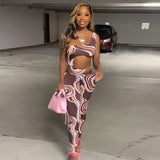 Sexy Hollow Out Printed One Shoulder Jumpsuits For Women 2021 Fashion Street Style Skinny Slim Active One Piece Romper