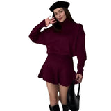 Fongt Solid Color Round Collar Loose Blouse Simple Dress Set In Autumn 2025