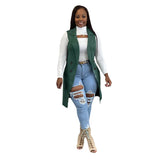 Fongt New Women's Casual Solid Color Cardigan Sleeveless Knitted Vest-Outfit