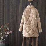 Autumn And Winter Light Down Jacket Female Long White Duck Velvet Fashion Foreign Style Retro Auspicious Cloud Standing Collar Coat Tide-Outfit