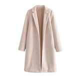 New Large Casual Woolen Coat Solid Color Autumn Winter Women's Coat Long Sleeve Women's Button Less Cardigan