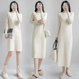 Fongt And Winter With Coat Sweater Dress Women Loose Fashion With Medium And Long Bottoming Over The Knee Knit Dress