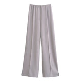 Fongt 2025 New Women's Double-Sided Cloth Round-Neck Long-Sleeved Coat Elastic Casual Trousers Set