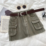 Fongt Hottie Fashion High-Rise Thin Double Pocket Workboy Dress Anti-Light Short Skirt A Skirt