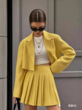 Fongt Short Suit Short Suit Suit Set Spring And Summer Double Buckle Short Suit + 100 Folded Short Skirts Two