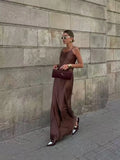 Fongt New Women's Sexy Hottie Long Sling Skirt With A Vertical Feeling With A Shoulderless Sleeve