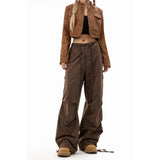 Fongt Cargo Pants Female 2024 New Spring Functional Casual Pants Multi-Pocket Versatile Straight Wide Leg Pants-Outfit
