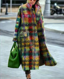 Fongt New 2025 Autumn Women's Long-Sleeved Collar Coat Prints The Long