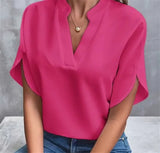 Fongt Summer New V-Neck Shirt Women Solid Color Casual Buffet Shirt
