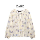 Fongt Homemade New Women's Classic Flower Printed Transparent Shirt 2587/056/330
