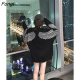 Diamonds Wings Sweatshirt Women Black Clothes Autumn Spring Tops Long Sleeve Pullover Loose Jumper Gothic Hoodie