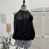 Fongt Shooting French Gold Wind Hanging Shoulder Waistcoat Woman Design Feel Sleeveless Bud Top Loose Shirt 1170