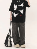Fongt Design Cargo Pants Men And Women Loose Pockets Casual Pleated Straight Leg Wide Legs Mop The Floor Pants-Outfit
