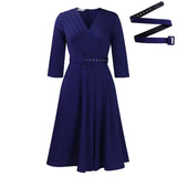Fongt Women's New V-Neck Fashion Temperament Folds Elastic Temperament Elegant African Dress