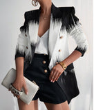 Fongt New Women's Coat Season Printing Xiaoxi Decoration Fashion Short Double Buckle Top Woman