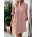 Fongt Women's Summer New Wish Casual Loose Solid Color Dress