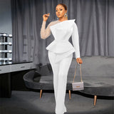 Fongt Designer's Stitched Nail Bead Jumpsuits Skinny Banquet Dresses For Women