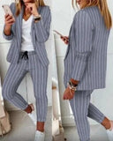 2023 Women's Suit Blazer Pants Elegant Outfit Casual Turn-down Collar Office Lady Long Sleeve Blazer Trousers костюм