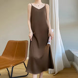 Fongt Acetate Silk Sling Dress Women Summer Loose Inside The Long Dress French Design Fairy Set Of Blind