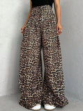 Fongt Trend Wind Straight Pants 2024 Summer New Fashion Leopard Print Design Sense High Waist Wide Leg Casual Pants-Outfit