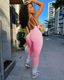 Casual Fitness Rompers Womens Jumpsuit Sleeveless Knit Rib Elastic Bodycon Jumpsuits Backless Workout Overalls for Women-Outfit
