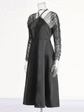 Elegance Elegant Dress 2025 Summer New Mesh Splicing Hanging Neck To Show Thin Fashion