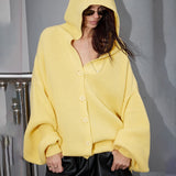 Fongt Loose Solid Color Sweater Coat Woven Autumn And Winter New Street Trend Casual Lazy Woman