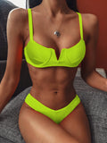 Fongt New Bikini Ebay Bikini V-Neck Swimsuit Ladies Splits Swimsuit Direct Sale-Outfit