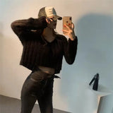 Fongt Chic Lazy Shortcase Tender Tender V-Neck Sweater Women's Long Sleeve