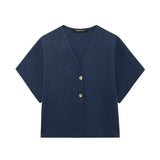Fongt New Flat-Sleeve V-Neck Sports Knitwear Jacket 4192101