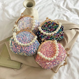 Clip Shining Shoulder Bags Chains Evening Handbags Bling Pearl Clutch Bag Chain Wedding Dinner Purses Luxury Designer