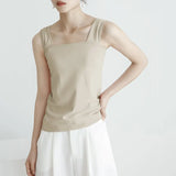 Fongt Cotton Jersey 7-Color 2025 New Summer T-Shirt Women's Slings South Korea Dongdae