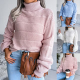 Fongt Red Explosion Autumn And Winter High-Neck Long Sleeve Hollow Casual Base Knitted Sweater Women's Clothing