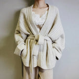 Women Thick Knitting Cardigans Coat With Belt Long Sleeve Women Winter Cape Sweater Jumper Casaco Feminino Women