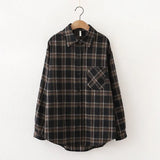 New Loose Design Cotton Plaid Shirt Women Young Style Long Sleeve Blouses Casual Shirts Lady Tops Clothes