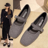 Fongt Jane Shoes Women 2025 New Retro Square Head Shallow Soft Sole With Skirt French Evening Hair Single Shoes