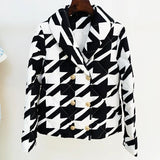QUALITY Newest 2023 Winter Designer Parka Coat Women's Lion Buttons Houndstooth Printed Down