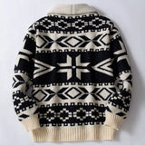 Fongt Men's Retro Heavy Industry Knitted Knitted Shirt Collar Thick Knit Sweater Coat