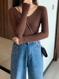 Basic B-neck Solid Autumn Winter Pullover Women Female Knitted Ribbed Sweater Slim Long Sleeve Badycon High Quality Sweater-Outfit