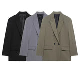 Fongt Women's Women's Loose Double-Dbutrable Blazer
