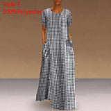 Printed Maxi Dress 2022 Casual Women's Summer Sundress VONDA Bohemian Female Printed Robe Short Sleeve