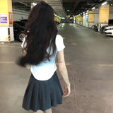 Fongt Desire Wind V Collar Short Sleeved T Shirt Female Summer 2024 New Slim Show Thin Hot Girl Short Irregular Bottom