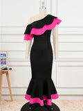 Fongt Single Shoulder-To-Shoulder-To-Back-Loan-Side High-Waisted-Blum-Bided Ass Party Fishtail Dress Dress Dress Dress