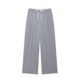 Fongt Leisure Wide-Legged Pants 2025 Spring Bump Color Double Belt High-Waisted Trousers Women