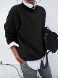 Autumn Long Pullover Solid Color Knitted